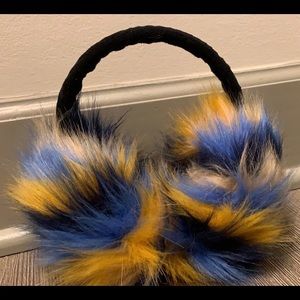 Blue furry ear muffs